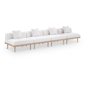 Meridian Furniture 142&quot Cream Laguna Olefin 4pc. Patio Modular Sofa