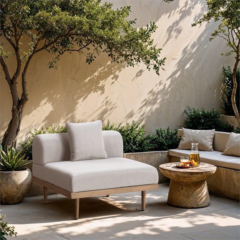 Meridian Furniture Beige Laguna Olefin Patio Armless Modular Chair