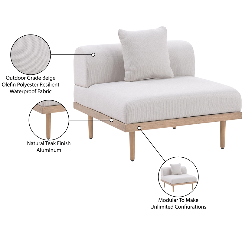 Meridian Furniture Beige Laguna Olefin Patio Armless Modular Chair
