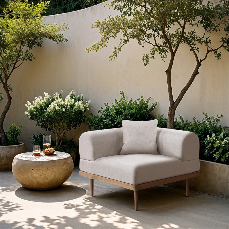 Meridian Furniture Beige Laguna Olefin Patio Corner Modular Chair