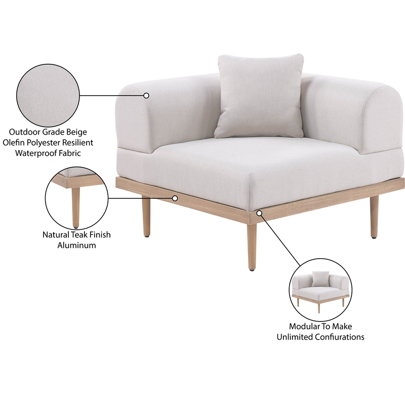 Meridian Furniture Beige Laguna Olefin Patio Corner Modular Chair