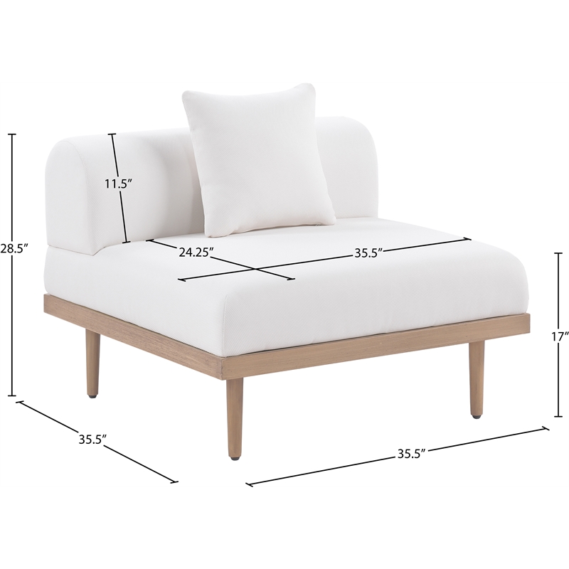 Meridian Furniture Cream Laguna Olefin Patio Armless Modular Chair