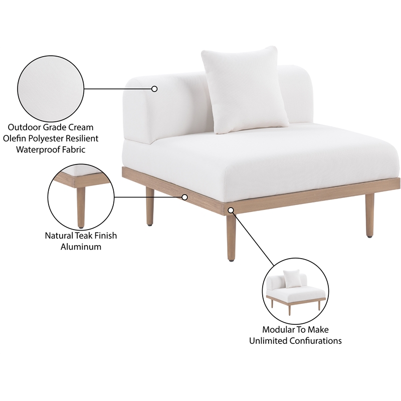 Meridian Furniture Cream Laguna Olefin Patio Armless Modular Chair