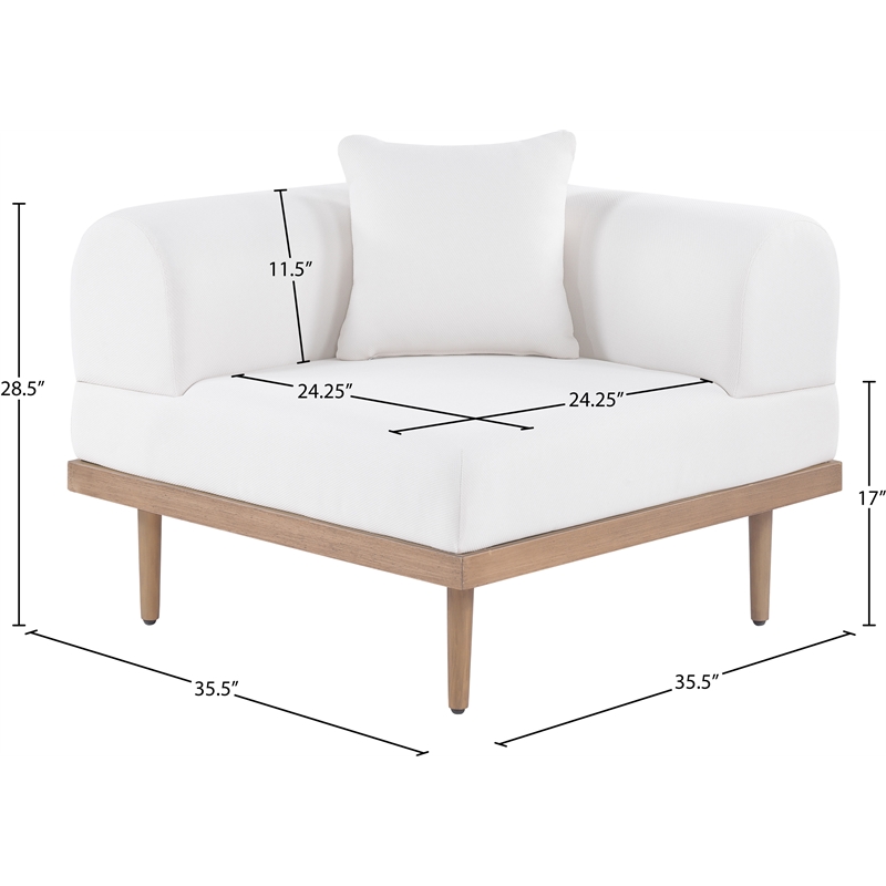 Meridian Furniture Cream Laguna Olefin Patio Corner Modular Chair