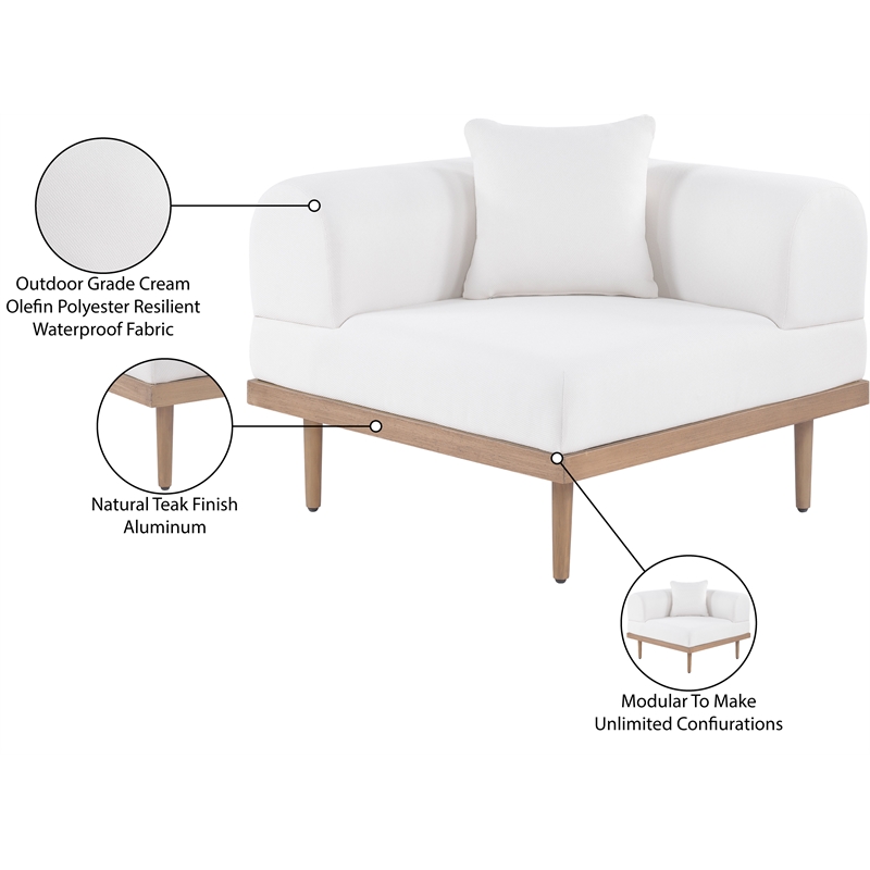 Meridian Furniture Cream Laguna Olefin Patio Corner Modular Chair