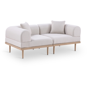Meridian Furniture 71&quot Beige Laguna Olefin 2pc. Patio Modular Loveseat