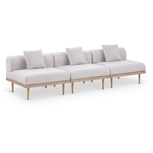 Meridian Furniture 106.5&quot Beige Laguna Olefin 3pc. Patio Modular Sofa