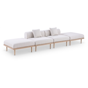 Meridian Furniture 142&quot Beige Laguna Olefin 4pc. Patio Modular Sofa