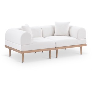 Meridian Furniture 71&quot Cream Laguna Olefin 2pc. Patio Modular Loveseat