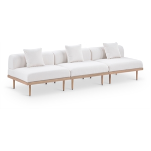 Meridian Furniture 106.5&quot Cream Laguna Olefin 3pc. Patio Modular Sofa