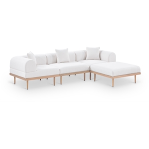 Meridian Furniture 106.5&quot Cream Laguna Olefin 4pc. Patio Modular Sectional