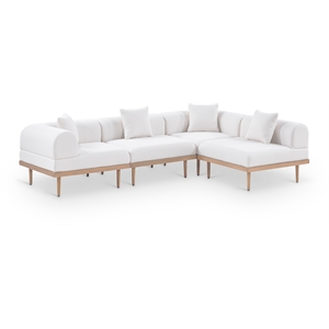 Meridian Furniture 106.5&quot Cream Laguna Olefin 4pc. Patio Modular Sectional