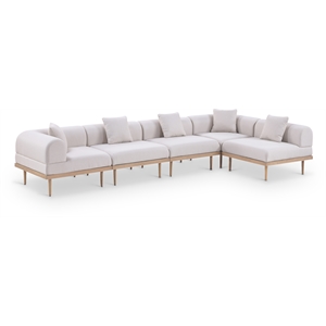 Meridian Furniture 142&quot Beige Laguna Olefin 5pc. Patio Modular Sectional