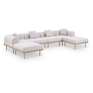 Meridian Furniture 142&quot Beige Laguna Olefin 6pc. Patio Modular Sectional
