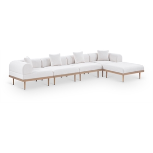 Meridian Furniture 142&quot Cream Laguna Olefin 5pc. Patio Modular Sectional
