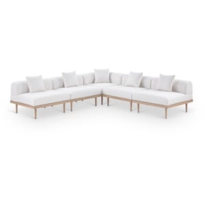 Meridian Furniture 106.5&quot Cream Laguna Olefin 5pc. Patio Modular Sectional