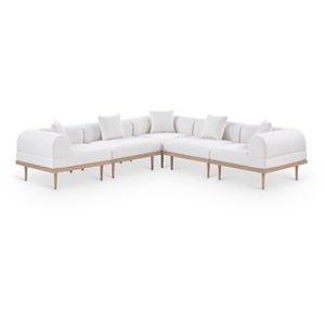 Meridian Furniture 106.5&quot Cream Laguna Olefin 5pc. Patio Modular Sectional