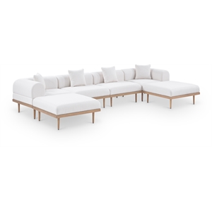 Meridian Furniture 142&quot Cream Laguna Olefin 6pc. Patio Modular Sectional