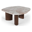 Meridian Furniture Puglia Cream Marble Top And Oak Wood Base Coffee Table
