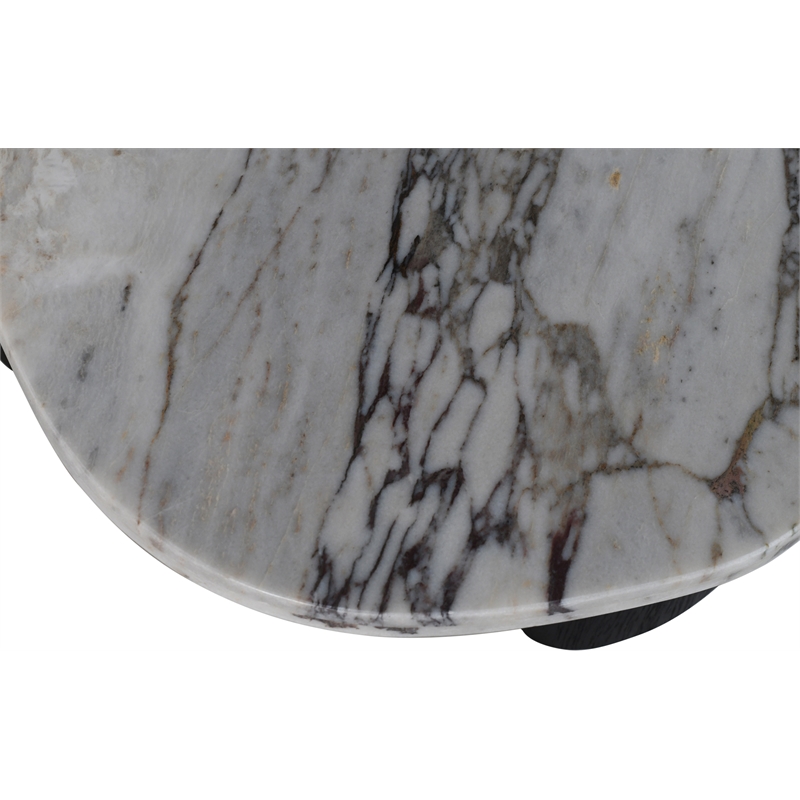 Meridian Furniture Puglia White Marble Top And Oak Wood Base Coffee Table