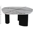 Meridian Furniture Puglia White Marble Top And Oak Wood Base Coffee Table