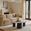 Meridian Furniture Puglia White Marble Top And Oak Wood Base Coffee Table