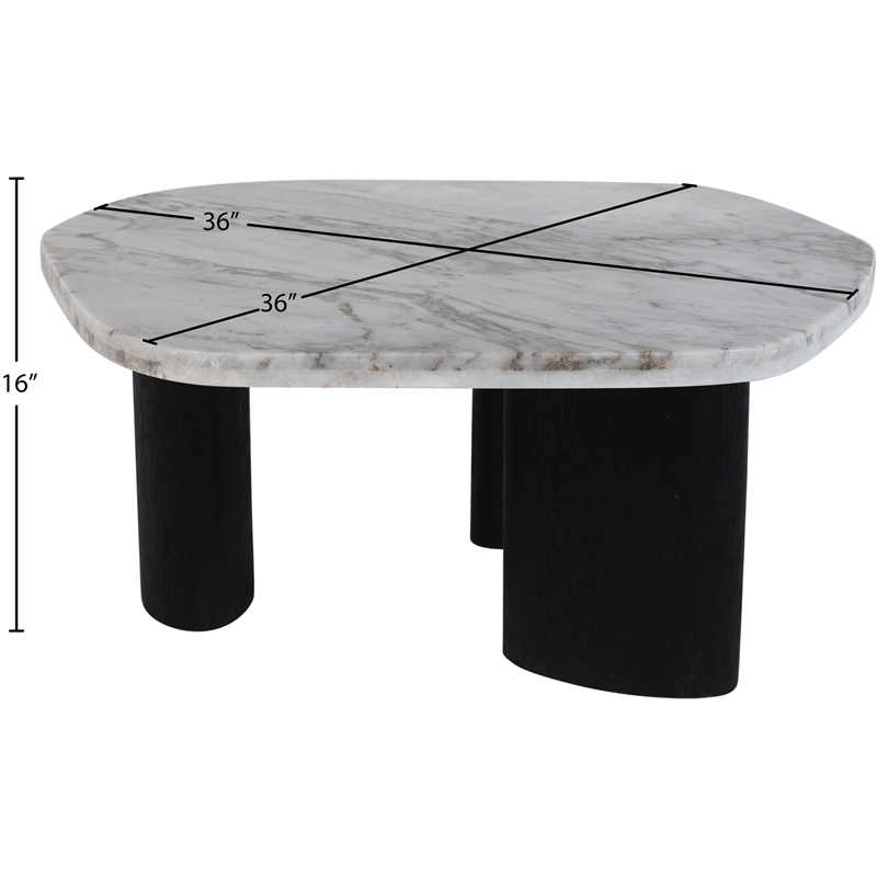 Meridian Furniture Puglia White Marble Top And Oak Wood Base Coffee Table