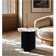 Meridian Furniture Puglia Cream Marble Top And Oak Wood Base End Table