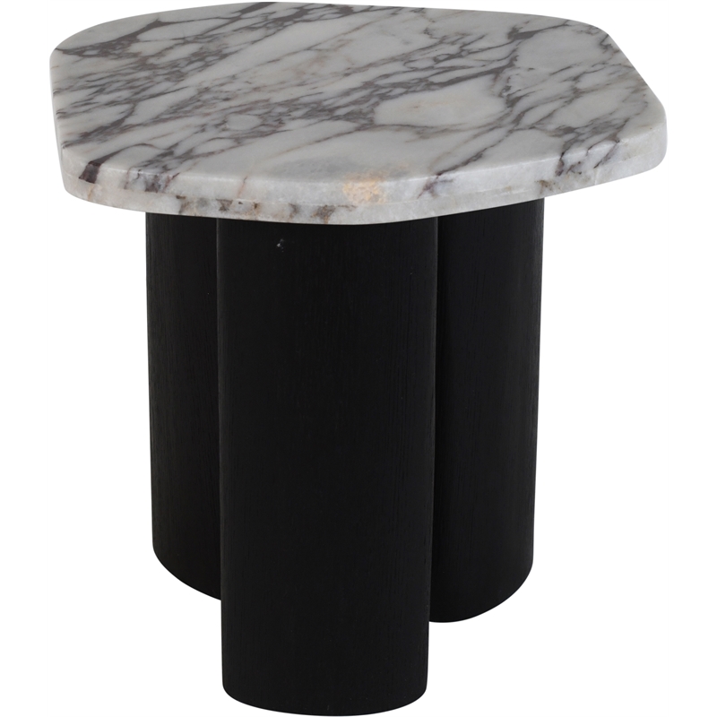 Meridian Furniture Puglia Cream Marble Top And Oak Wood Base End Table