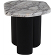 Meridian Furniture Puglia Cream Marble Top And Oak Wood Base End Table