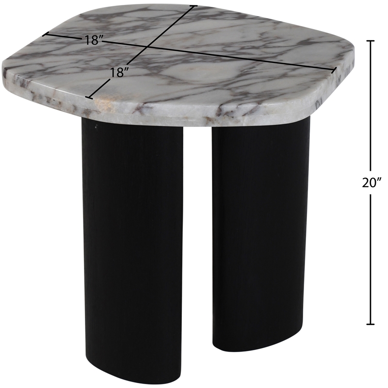 Meridian Furniture Puglia Cream Marble Top And Oak Wood Base End Table