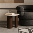 Meridian Furniture Puglia Cream Marble Top And Oak Wood Base End Table