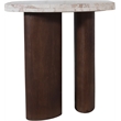Meridian Furniture Puglia Cream Marble Top And Oak Wood Base End Table