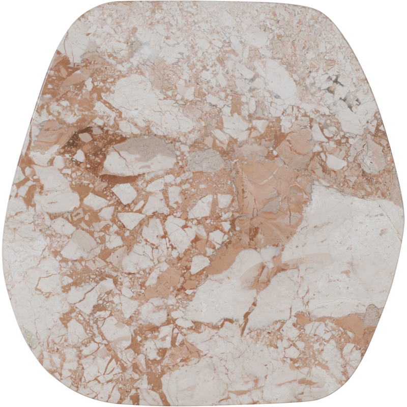 Meridian Furniture Puglia Cream Marble Top And Oak Wood Base End Table