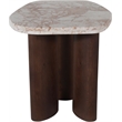 Meridian Furniture Puglia Cream Marble Top And Oak Wood Base End Table