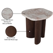 Meridian Furniture Puglia Cream Marble Top And Oak Wood Base End Table