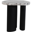 Meridian Furniture Puglia White Marble Top And Oak Wood Base End Table