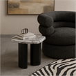 Meridian Furniture Puglia White Marble Top And Oak Wood Base End Table