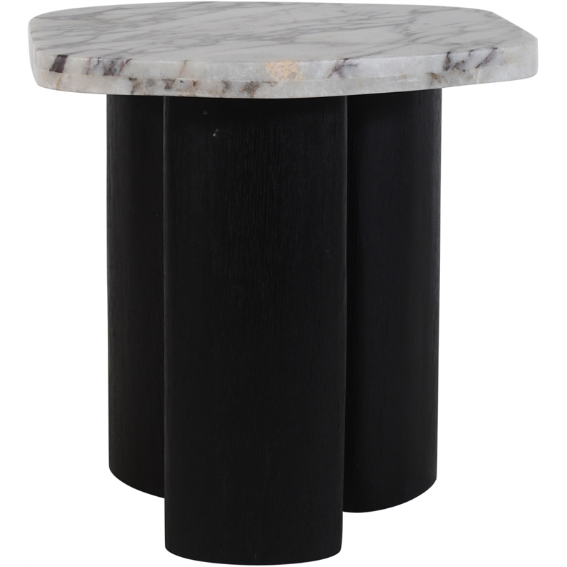 Meridian Furniture Puglia White Marble Top And Oak Wood Base End Table