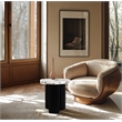 Meridian Furniture Puglia White Marble Top And Oak Wood Base End Table