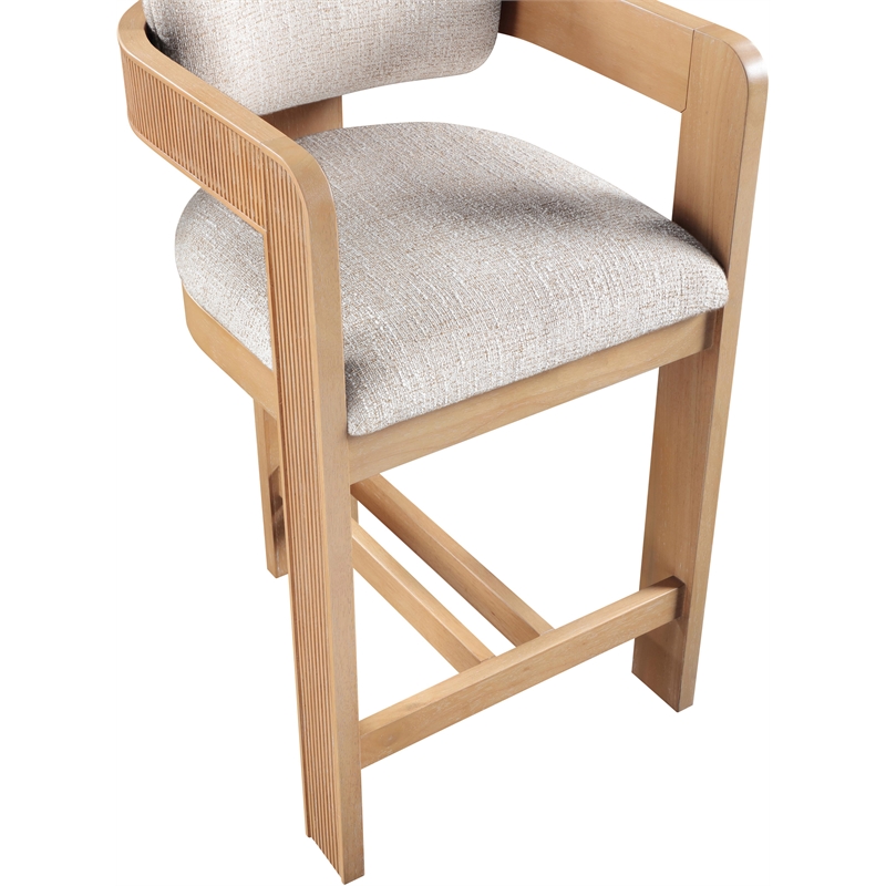 Meridian Furniture Sacha Beige Linen Textured Fabric Upholstered Counter Stool