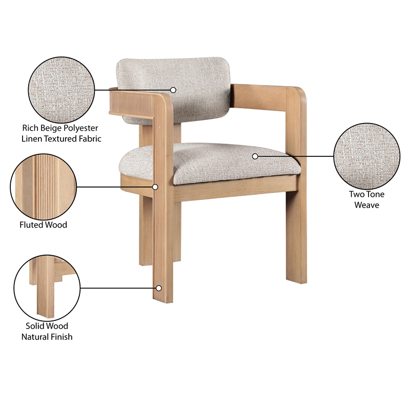 Meridian Furniture Sacha Beige Linen Textured Fabric Dining Chair (Set of 2)