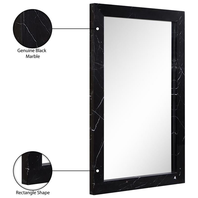 Meridian Furniture Pavia Black Genuine Marble Frame Mirror