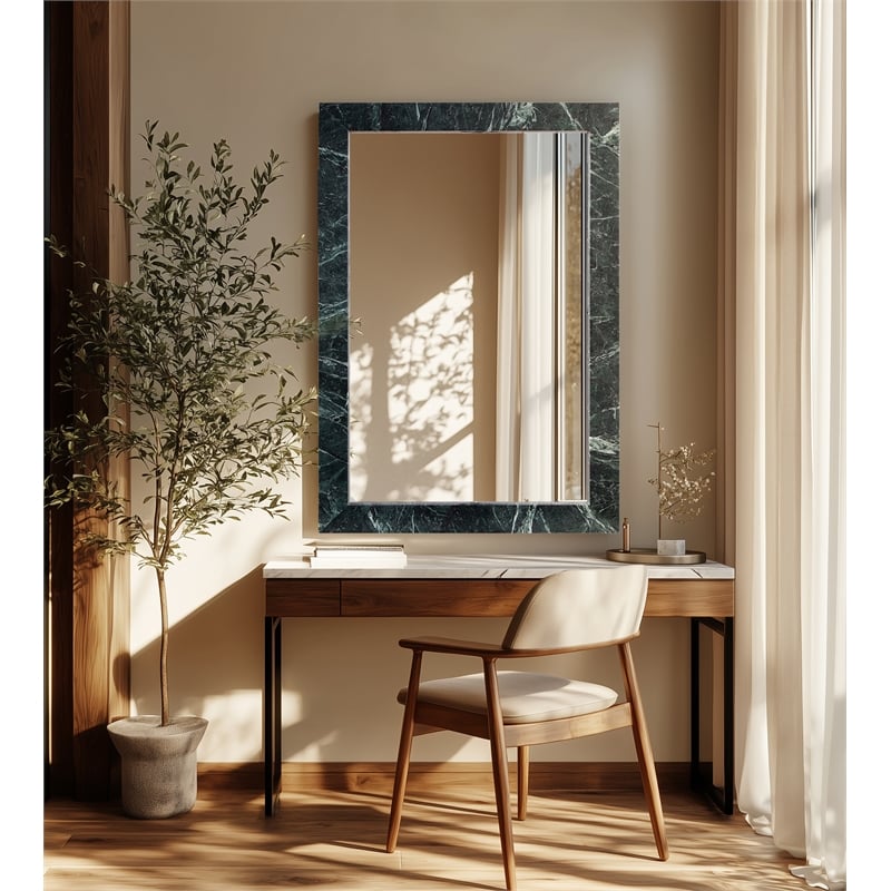 Meridian Furniture Pavia Green Genuine Marble Frame Mirror