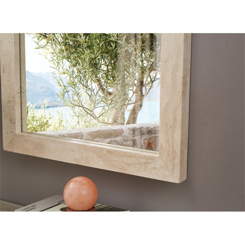 Meridian Furniture Pavia Natural Genuine Travertine Frame Mirror