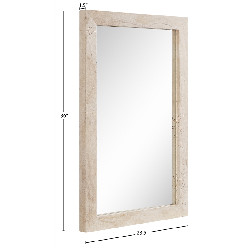 Meridian Furniture Pavia Natural Genuine Travertine Frame Mirror
