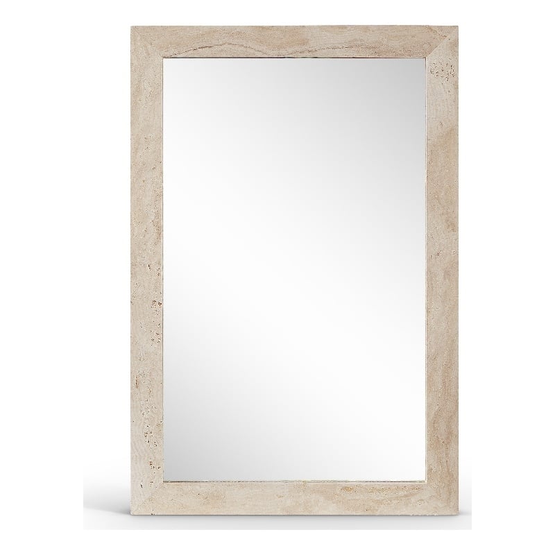 Meridian Furniture Pavia Natural Genuine Travertine Frame Mirror