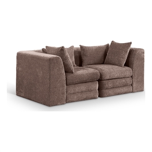 Meridian Furniture Stellar 76&quot Brown Chenille Fabric 2pc. Modular Loveseat