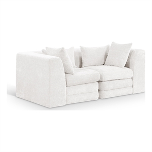 Meridian Furniture Stellar 76&quot Cream Chenille Fabric 2pc. Modular Loveseat