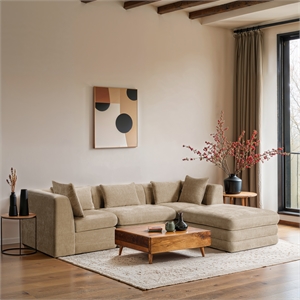 Meridian Furniture Stellar 114&quot Beige Chenille Fabric 4Pc. Modular Sectional